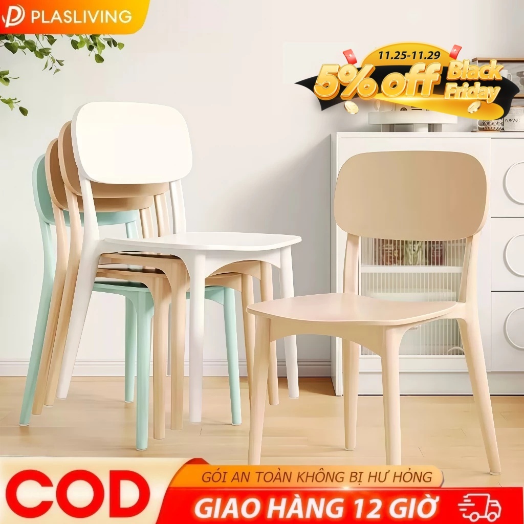 【Giảm 30%】Ghế Nhựa Tựa Lưng Xếp Chồng Gọn Ghế Ăn Nhiều Màu Quán Cafe Nhà Hàng Ngoài Trời | BigBuy360 - bigbuy360.vn