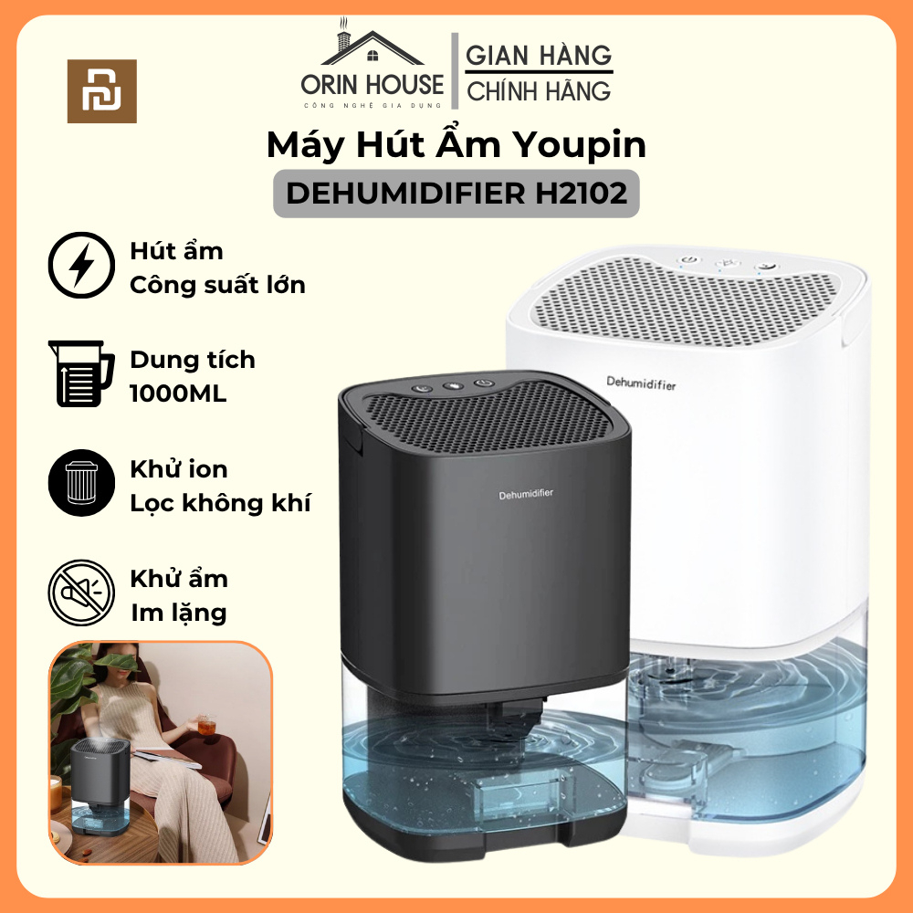Máy Hút Ẩm Dehumidifier Youpin H2102, Máy Hút Ẩm Mini 1000ml, Nhựa ABS Siêu Bền, Chống Ẩm Bảo Đảm Sứ