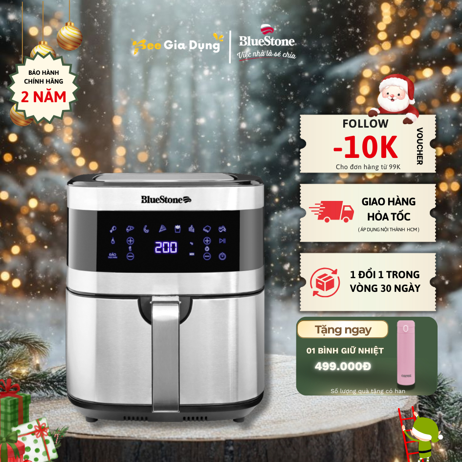 [1 ĐỔI 1 – GIAO HỎA TỐC] Nồi Chiên Không Dầu Điện Tử BlueStone AFB-5885 – Dung Tích 6.5 Lít – Công S