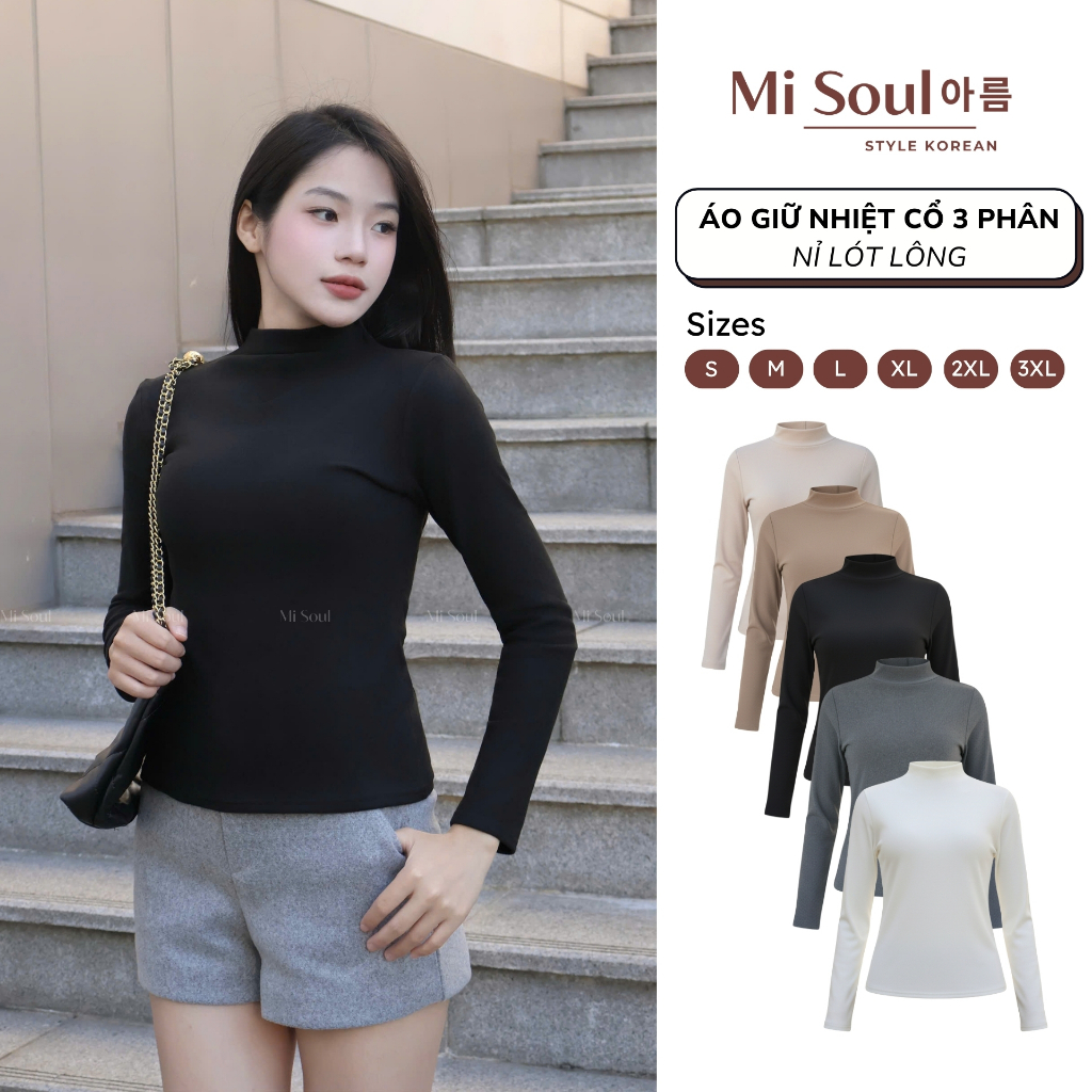  Áo Giữ Nhiệt Lót Nỉ Lông BigSize Trơn Cổ 3 Phân Dài Tay MiSoul  Áo Giữ Nhiệt Dài Tay MiSoul BigSize 237 