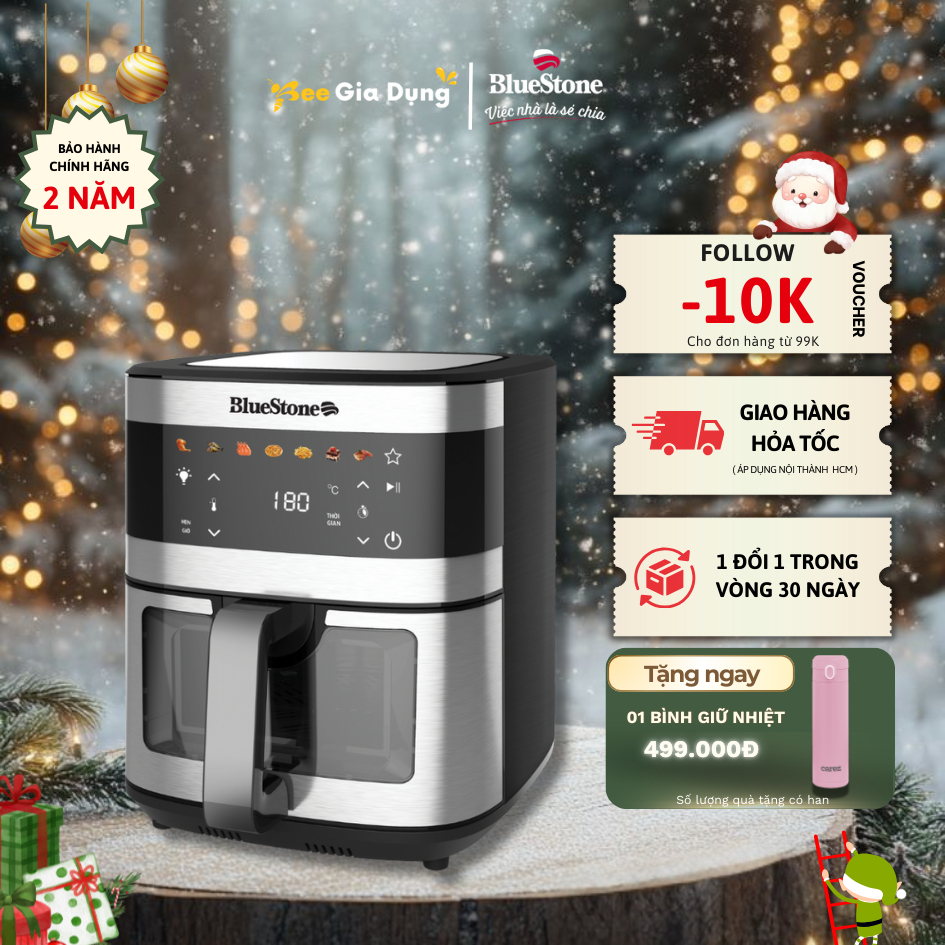 [ 1 ĐỔI 1 TRONG 30 NGÀY ] Nồi Chiên Không Dầu Điện Tử CHÍNH HÃNG BlueStone AFB-5886 | 9 Lít - 1800W