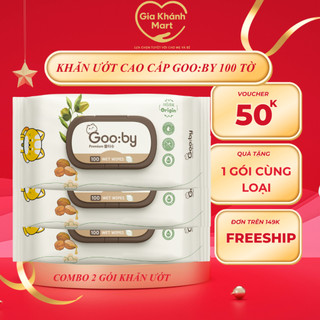 [ Chính hãng- Combo 2 gói- Tặng 1g cùng loại] Khăn ướt Gooby 100 tờ mềm, dai, không hoá chất độc hại, an toàn với da bé