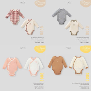  NOUS Set 2 body suit tay dài cho bé trai bé gái 