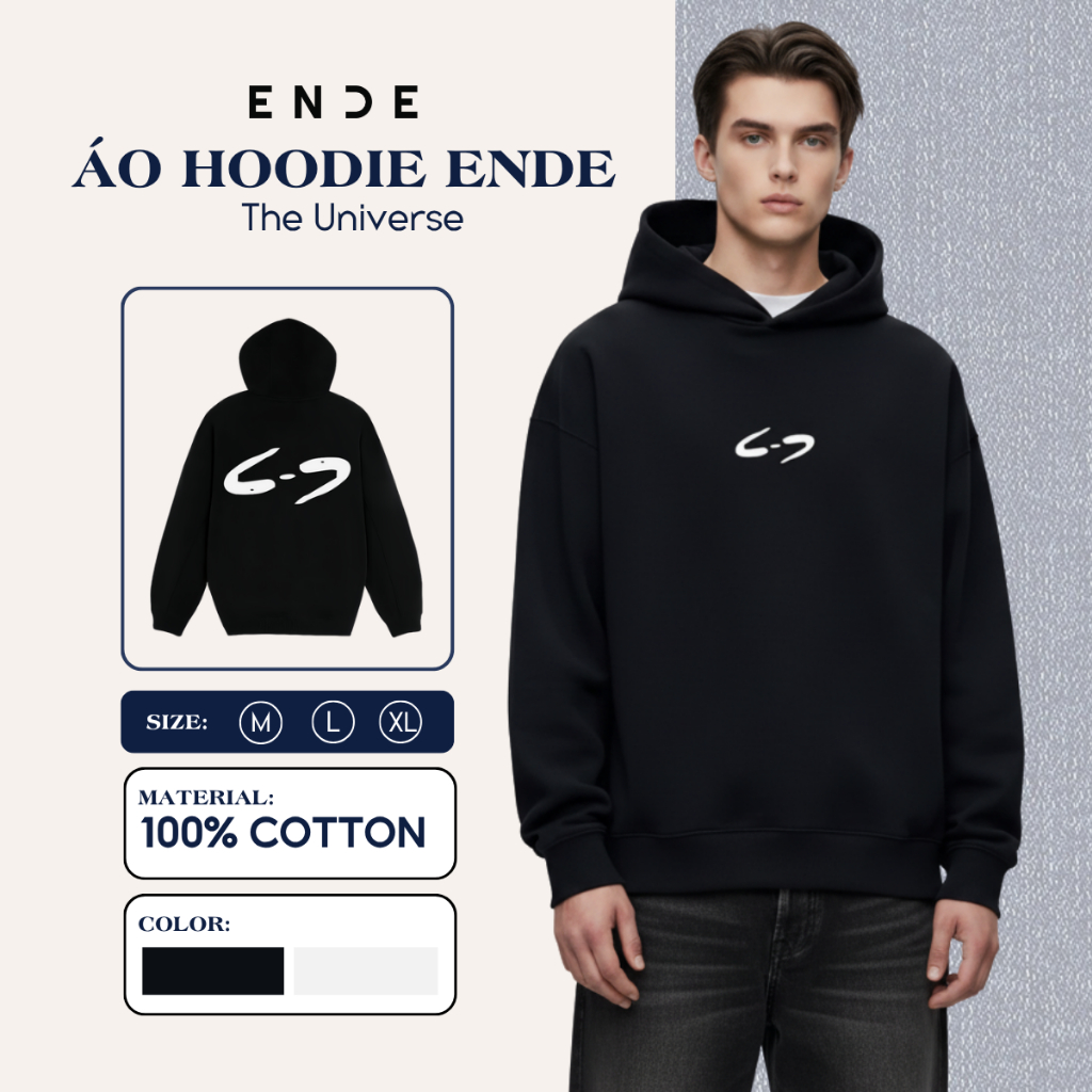Áo Hoodie ENDE The Universe Nỉ Bông 100% Cotton Form Rộng In The Universe Streetwear Năng Động