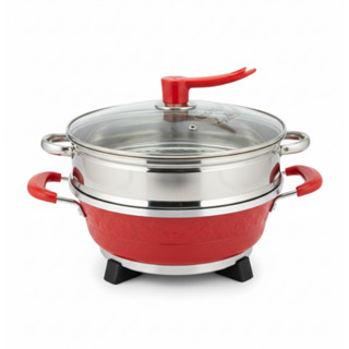  Chảo điện Goddad GD-632 đa năng 32cm – Chống dính nấu lẩu chiên xào công suất 1500W nắp kính 