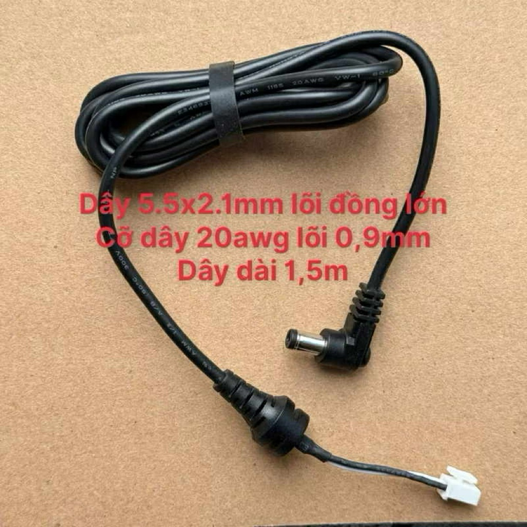 Dây nguồn DC ra đầu đực 5.5*2.1 các loại lõi lớn(2dây)