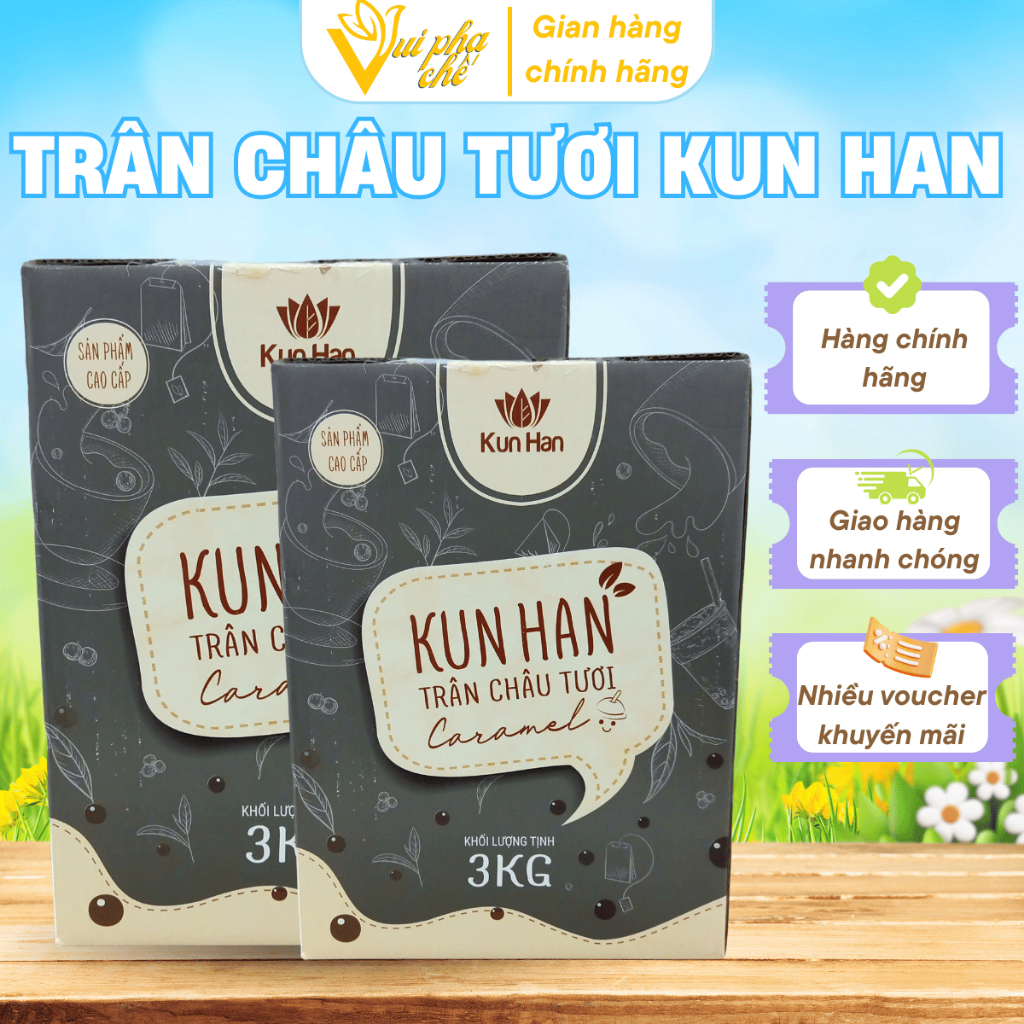 Trân châu Kunhan 3kg hương CARAMEL - Cao cấp