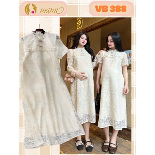  Đầm váy bầu đi tiệc công sở MAMI ms35 dáng suông chất liệu ren mềm cao cấp phù hợp mặc thu và đông 