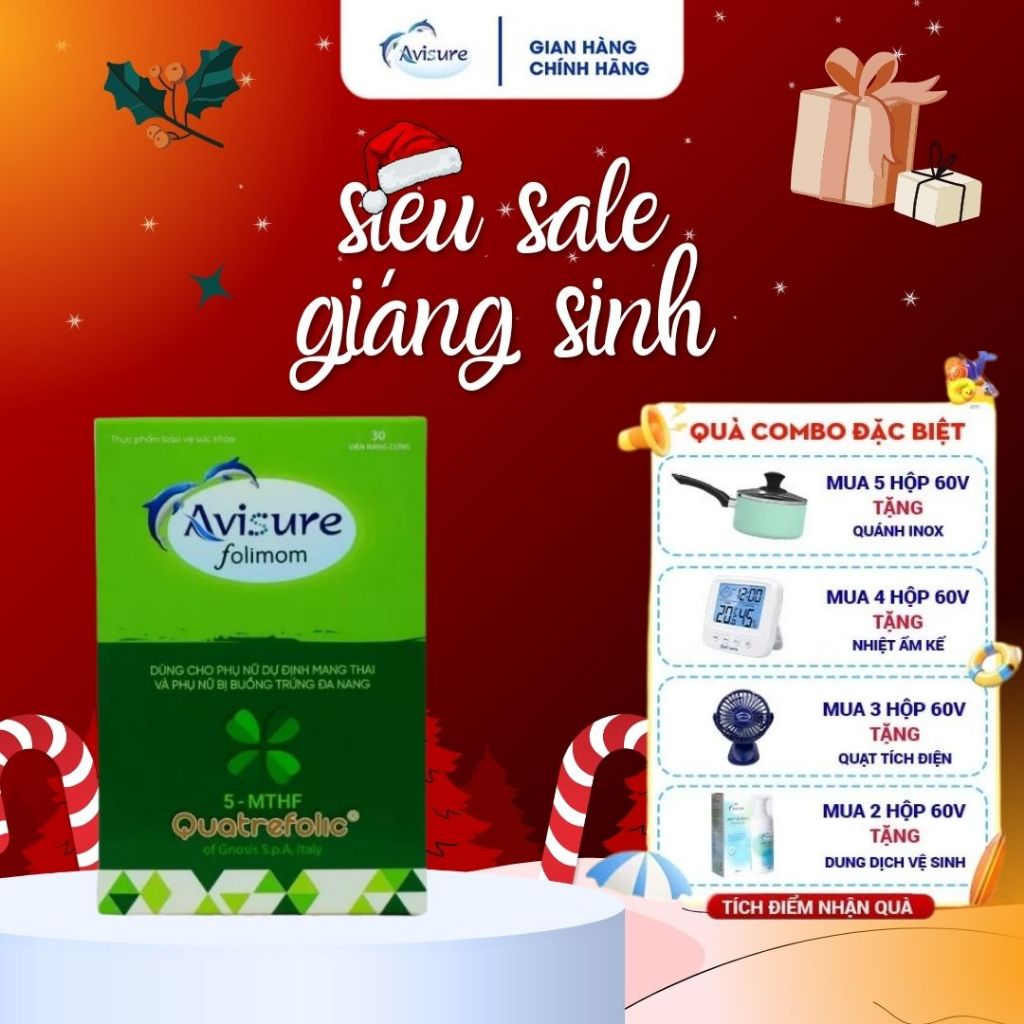 Avisure Folimom 5-MTHF hỗ trợ bổ trứng cho phụ nữ chuẩn bị mang thai hộp 30 viên