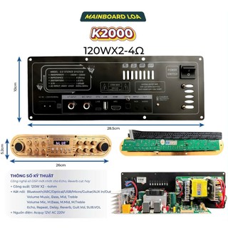 MẠCH LOA KÉO K2000 CÔNG SUẤT LỚN 240W 2 KÊNH CÓ CHẾ ĐỘ BASS BOOST