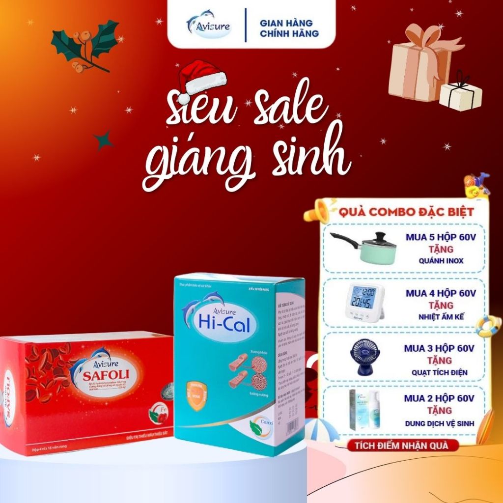 Sắt Hữu Cơ Avisure Safoli và Canxi Avisure Hical Chính Hãng Cho Phụ Nữ Mang Thai và Cho Con Bú
