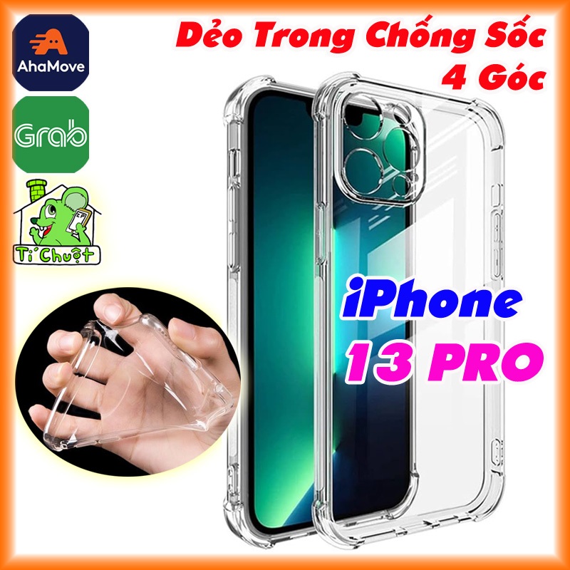 [Ảnh Thật] Ốp Lưng iPhone 13 PRO 6.1" Dẻo Trong Chống Sốc 4 Góc