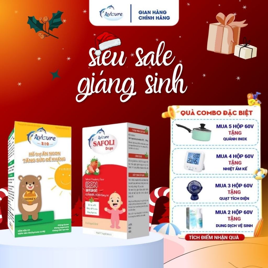 Sắt Kẽm Sinh Học Cho Bé, Bộ ba Avisure D3MK7 - Safoli Drop - ZiO bổ sung d3k2 Tinh Khiết