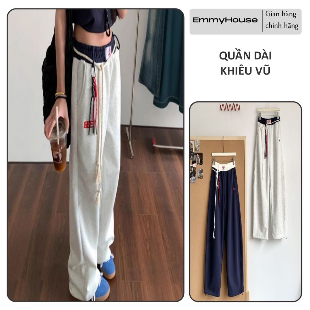 [EMH] Quần nỉ  ống rộng thời trang nữ hip hop - AO328