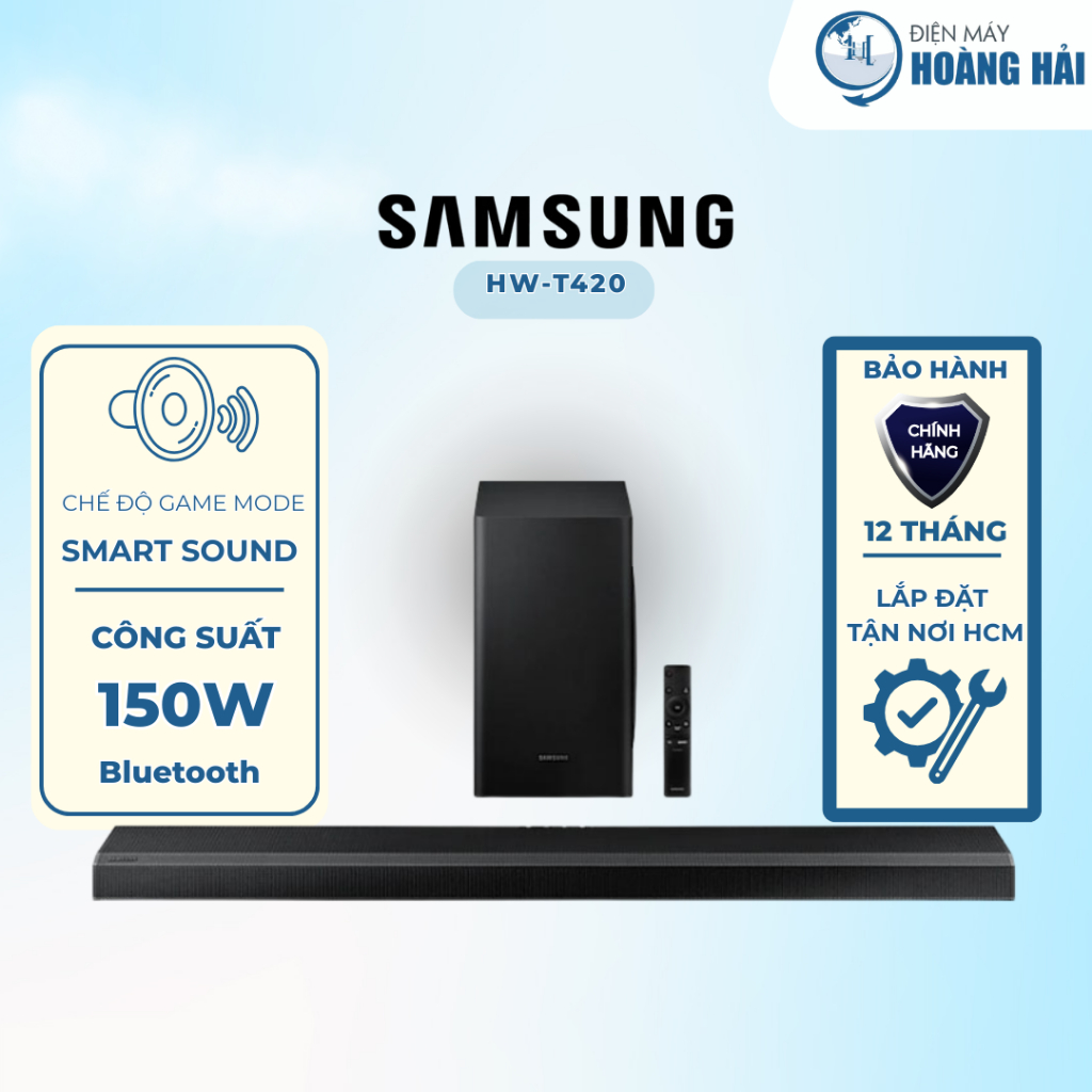 HW-T420 Bộ loa thanh Samsung HW-T420 150W (phụ kiện kèm remote, dây optical, hướng dẫn sử dụng)