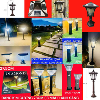  BÓNG ĐÈN LED TRỤ VUÔNG - BO TRÒN SỬ DỤNG NĂNG LƯỢNG MẶT TRỜI CAO 40CM - 60CM - 78CM CÔNG SUẤT 20W ÁNH SÁNG TRẮNG VÀNG 