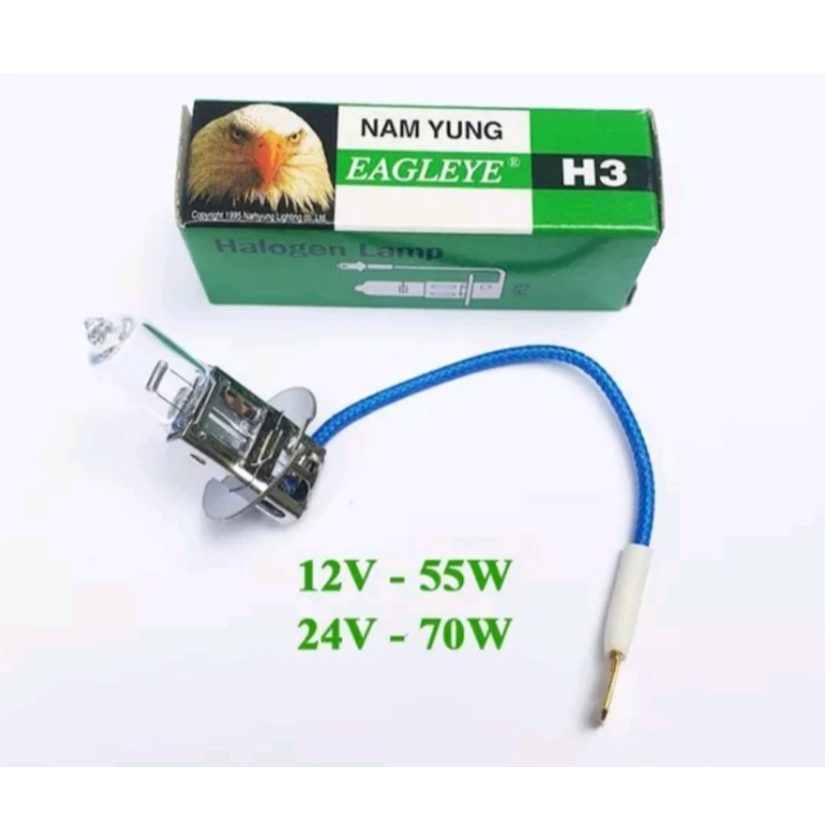 Bóng H3 con cú 12v 24v . Bóng đèn H3 có dây.