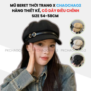  BVC125 Mũ Nồi Nữ Beret Thời Trang Hàn Quốc Dây Da Trang Trí – Nón Nữ Vintage Đẹp 
