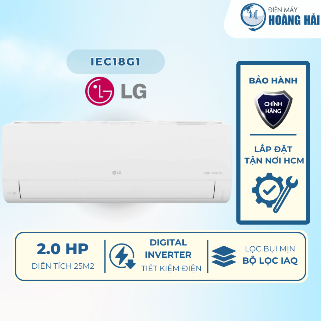 IEC09G1 (1HP) | IEC12G1 (1.5HP) | IEC18G1 (2HP) Máy lạnh LG Inverter (Model 2025)