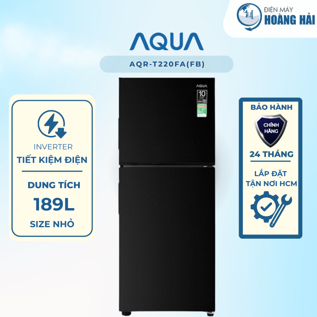 Tủ Lạnh Aqua Inverter 189L AQR-T220FA(FB) Twin Inverter, Deo Fresh & LED