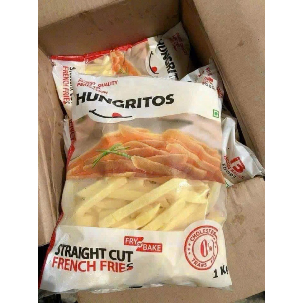 [MUA THÙNG GIÁ TỐT] 1 thùng 12 gói khoai tây cắt sợi HUNGRITOS gói 1kg, khoai Hyfun, khoai Bỉ