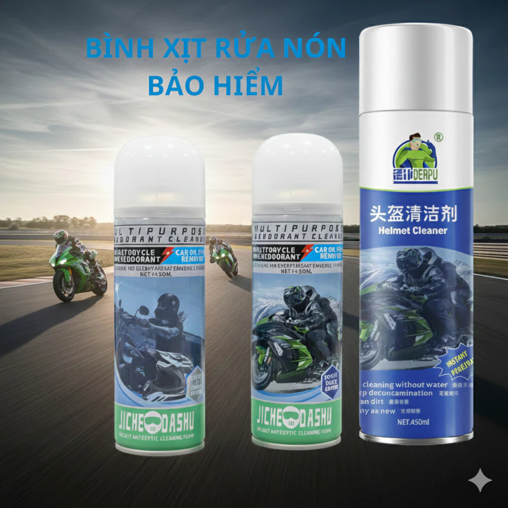 Xịt vệ sinh mũ/nón bảo hiểm DERPU và JCHEDASHU - tiện lợi và hiệu quả