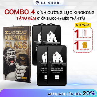   MUA 1 TẶNG 2  COMBO 4 Kính cường lực Kingkong 3TT Trong Suốt Độ Cứng 9H cho IP X XS XR 11 12 13 14 15 16 Plus Promax 