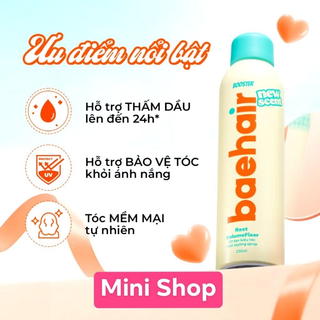 [Có hỏa tốc] Keo xịt phồng tóc, xịt tạo kiểu tóc baehair 250ml