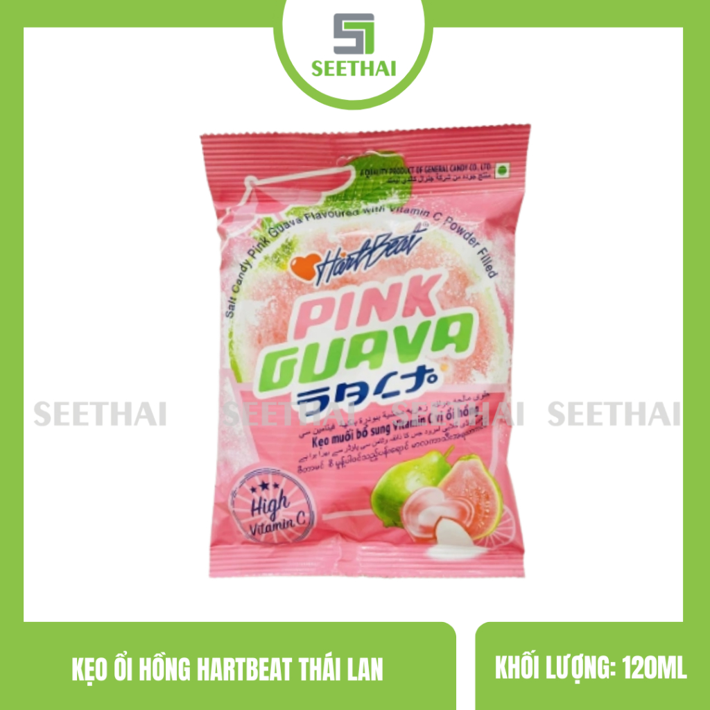 Kẹo Ổi Hồng Hartbeat 120g – Hartbeat Pink Guava Candy – Kẹo Trái Cây Thái Lan