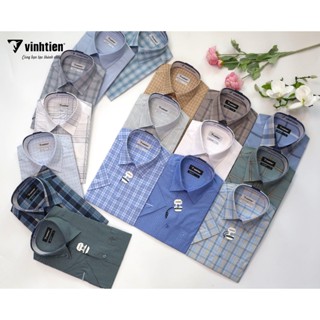  Áo Sơ Mi Nam Ngắn Tay Caro Vải Bamboo Vạt Ngang Form Regular Vĩnh Tiến 376 - Nhiều Màu 