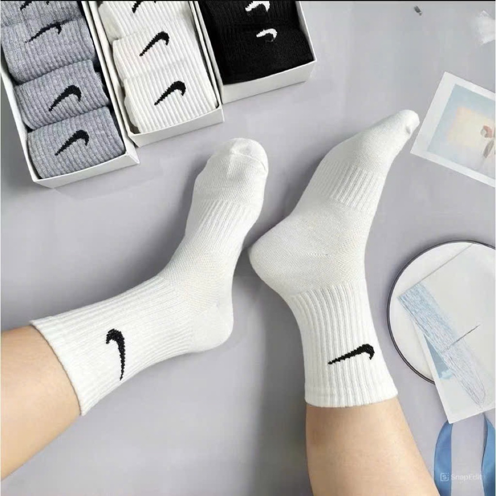 COMBO 5,10 ĐÔI Tất vớ NI.KE Trắng Đen Nam Nữ Cổ Cao ,Cổ Trung ,Cổ Ngắn vớ dệt kim phong cách Thể thao Thoáng khí, UNISEX | BigBuy360 - bigbuy360.vn