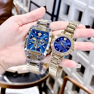 Combo đồng hồ đeo tay nam nữ dây kim loại cao cấp chống nước Ver.sace nữ 33mm - nam 42mm*49.50mm