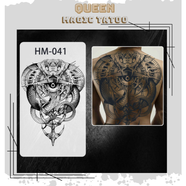 Hình xăm kín lưng dán tạm thời như hình thật, chống thấm nước, lâu trôi, cá tính giữ màu 14 ngày - H