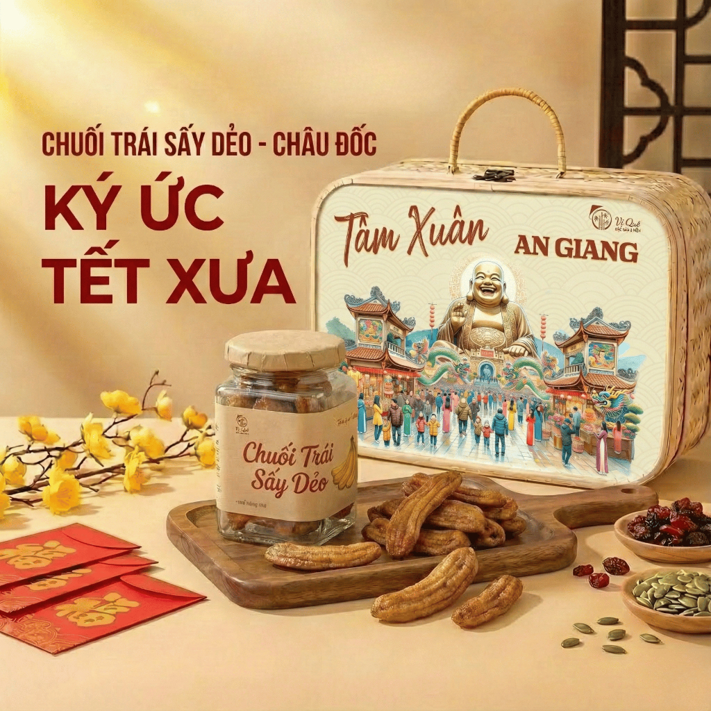 Mứt Chuối Dẻo - Trái 200g - Lọ Thủy Tinh-duoc-ban-tai-Vị Quê - Quà Tặng Đặc Sản