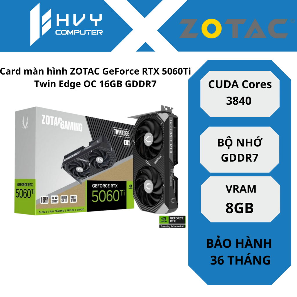 Card màn hình ZOTAC GeForce RTX 5060Ti Twin Edge OC 16GB GDDR7