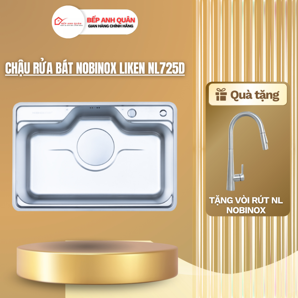 CHẬU RỬA BÁT 1 HỐ NOBINOX LIKEN NL725D | KÍCH THƯỚC 80X50cm | BỀ MẶT MỊN