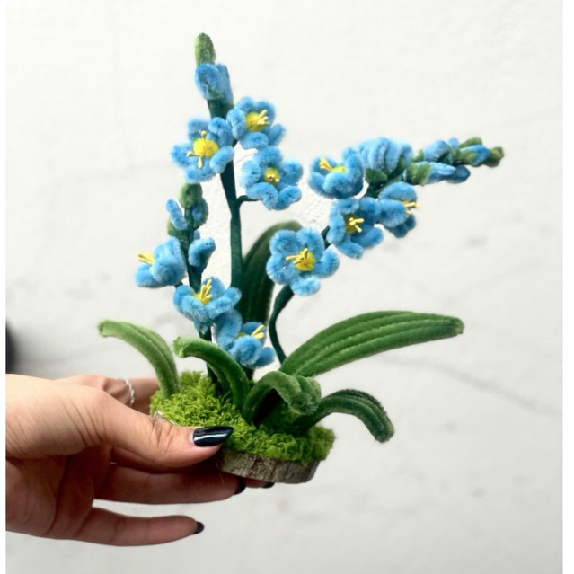 Hoa kẽm nhung để bàn,hoa lưu ly làm bằng kẽm nhung