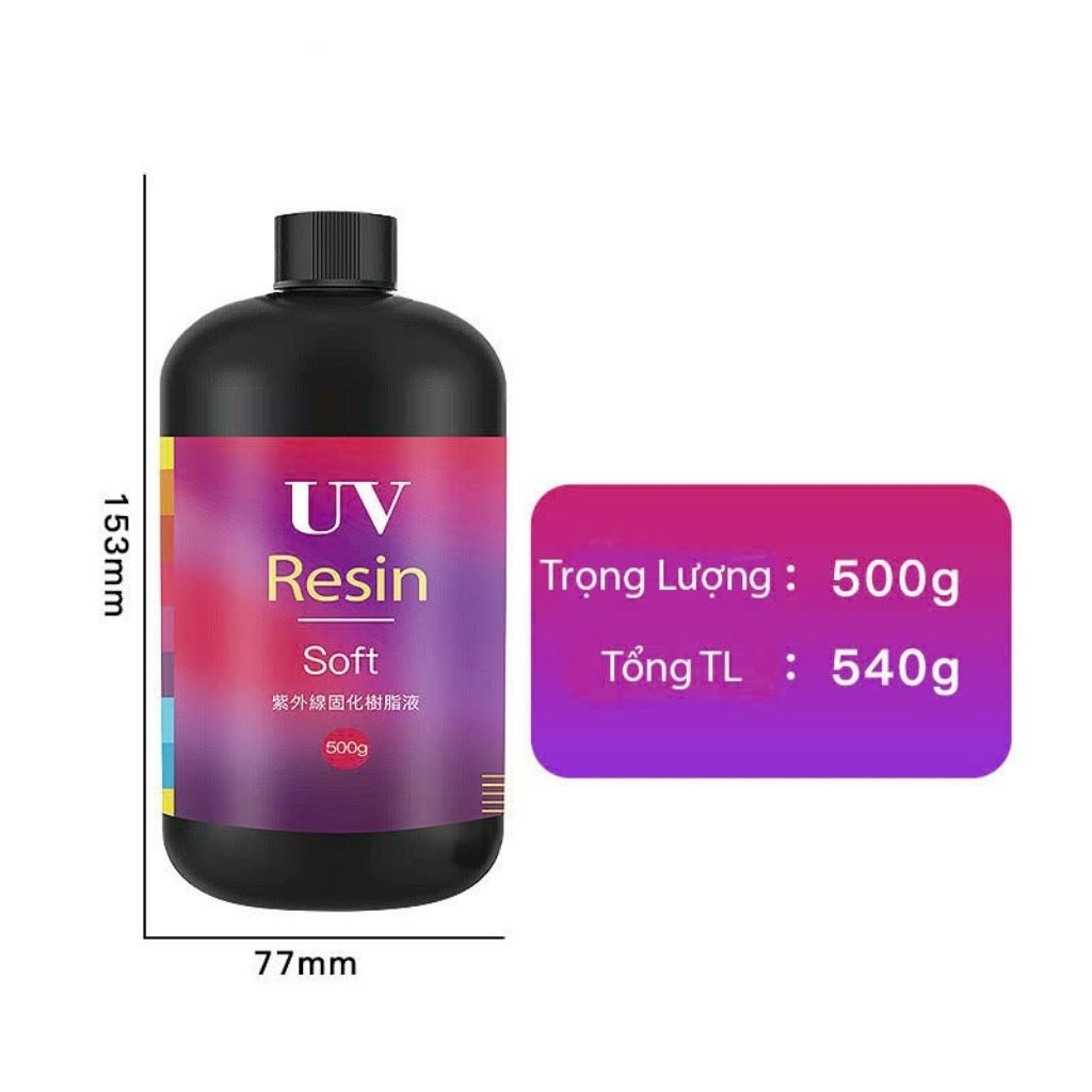 Keo uv resin Soft, loại keo mềm, keo Uv trong suốt, kheo mềm khô nhanh,