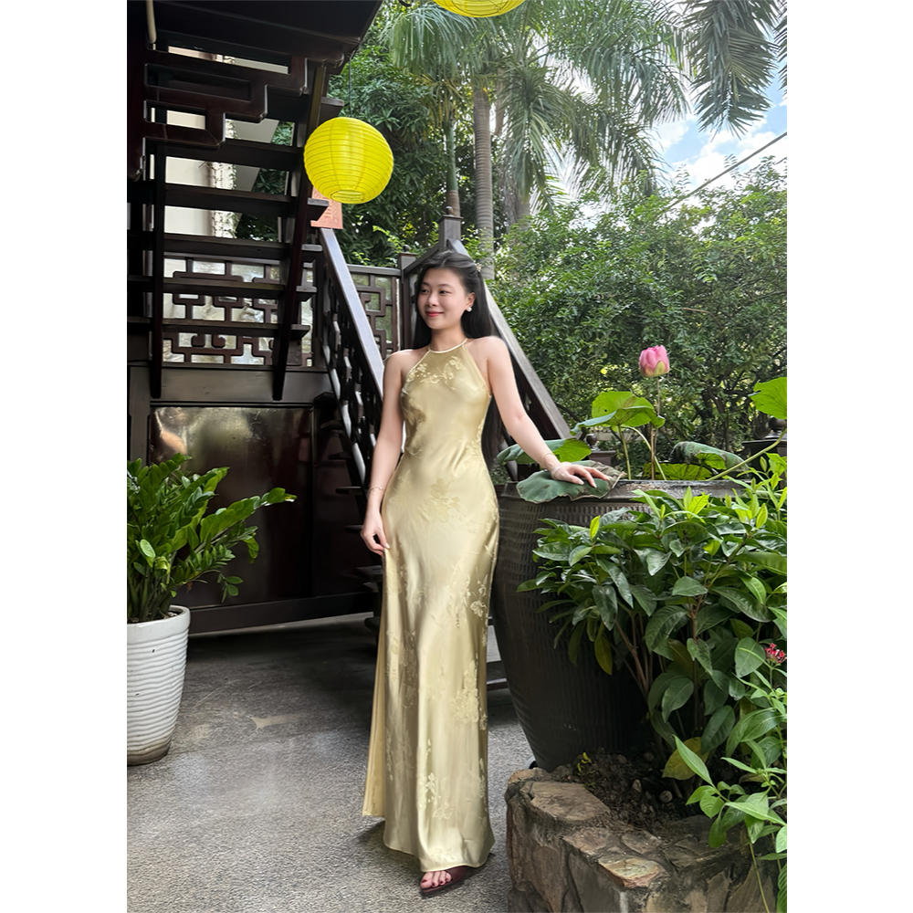 LYC FASHION - THIÊN ĐIỆP đầm lụa yếm gấm | BigBuy360 - bigbuy360.vn