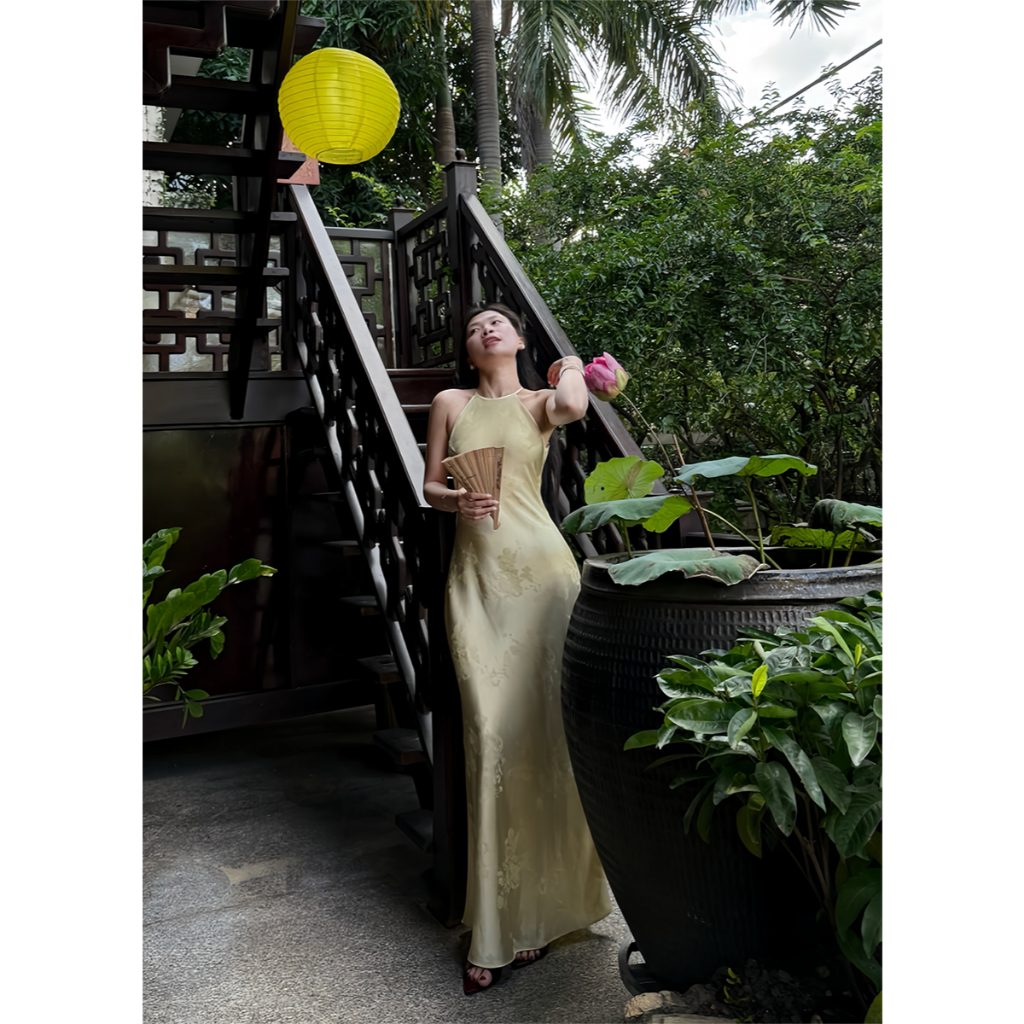 LYC FASHION - THIÊN ĐIỆP đầm lụa yếm gấm | BigBuy360 - bigbuy360.vn