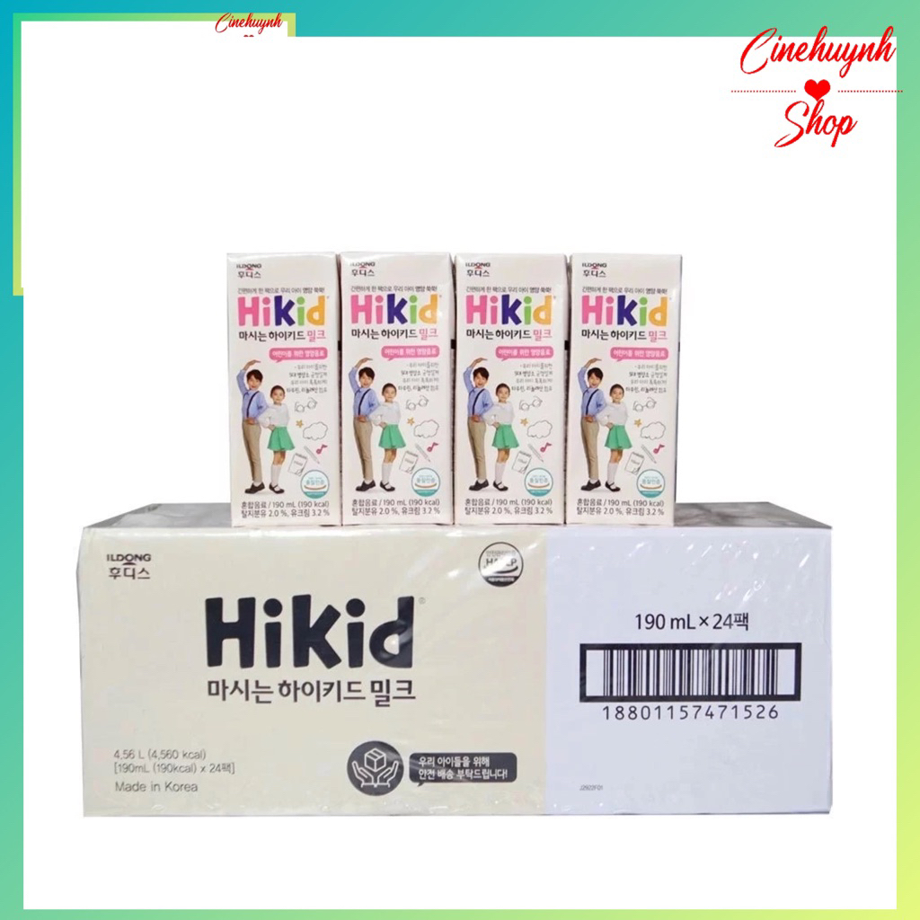 Sữa tươi hikid DẠNG nước/viên HÀN QUỐC HỘP 190ML