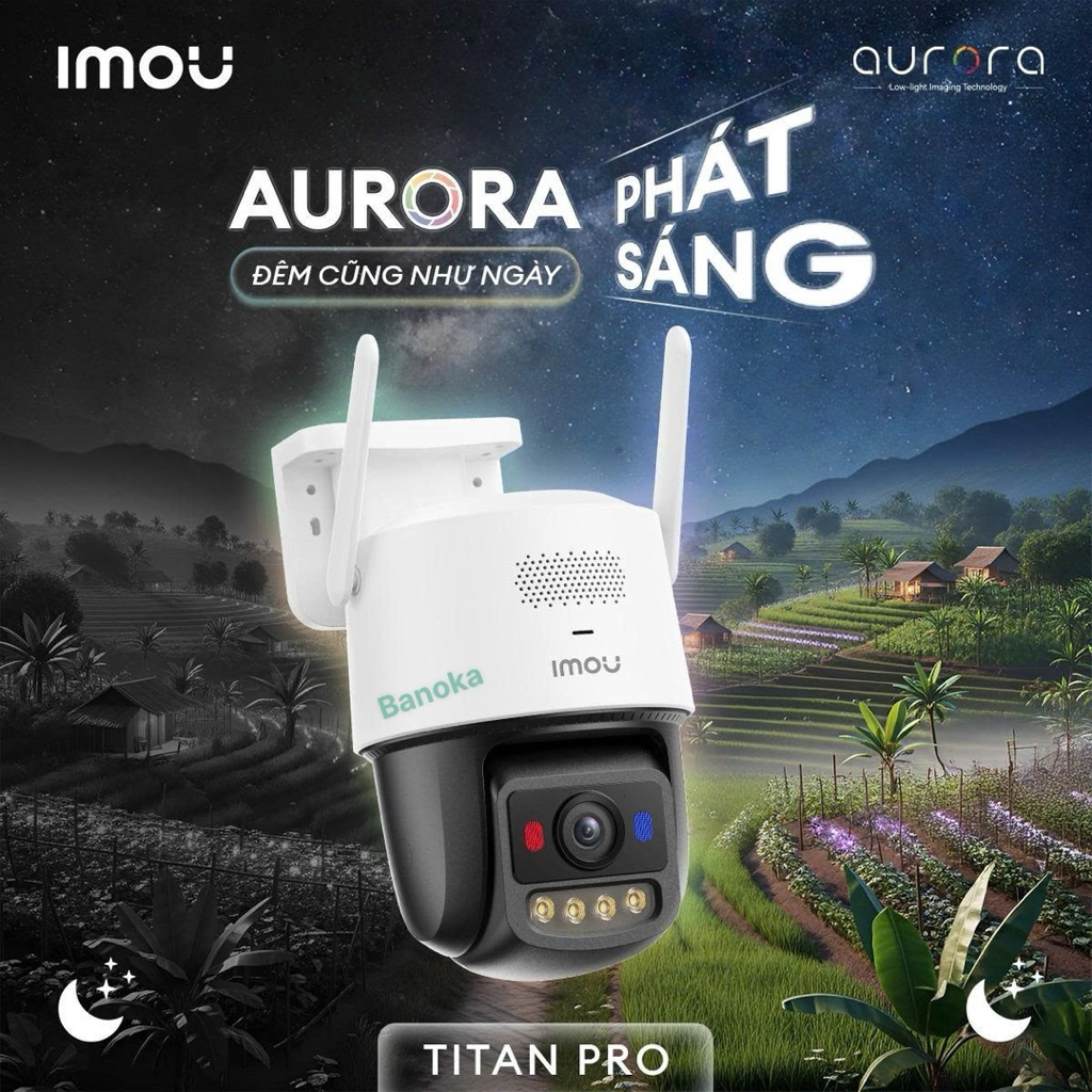 Camera WiFi IMOU Aurora Titan Pro 3K 6MP Ngoài Trời Xoay 360 Full Color Đêm IP66