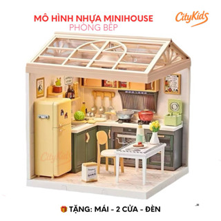  Mô hình lắp ghép nhà Minihouse Diy BẰNG NHỰA - Mẫu 805 - Phòng bếp  KÈM MÁI + 2 CỬA +ĐÈN  