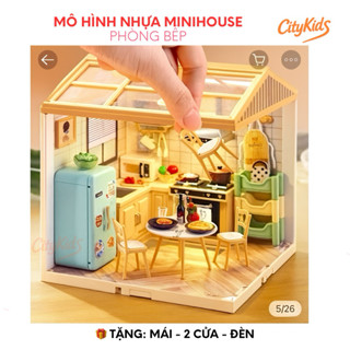  MÔ HÌNH LẮP GHÉP DIY MINIHOUSE BẰNG NHỰA 0410 - PHÒNG BẾP  TẶNG MÁI + CỬA + ĐÈN  