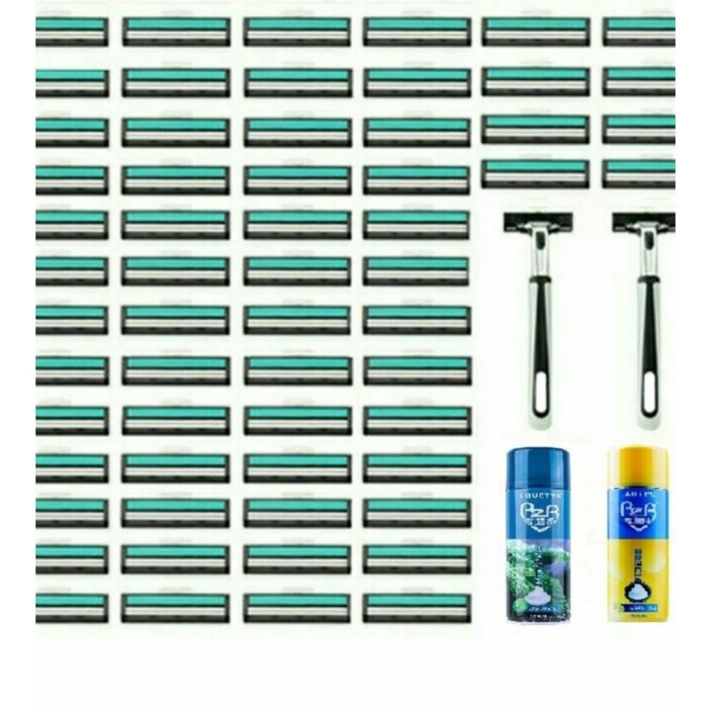 Dao cạo râu lưỡi kép loại tốt siêu sắc ( Combo 72 lưỡi + 2 cán)