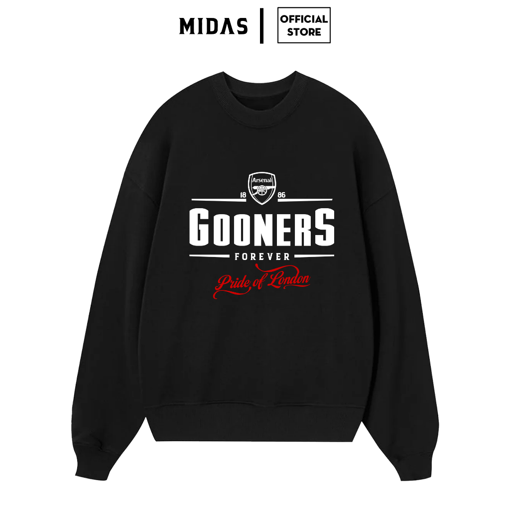 Áo Sweater Arsenal Gooners, Áo Nỉ In Hình Arsenal Gooners Chất Nỉ Bông 350 GSM Dày Dặn