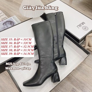 (Cổ chân to tăng size) Boot Nữ Cổ Ngắn Ôm Chân Chất Da Cao Cấp MiJiLi Gót Vuông 5 Phân (Fullbox hộp hãng)