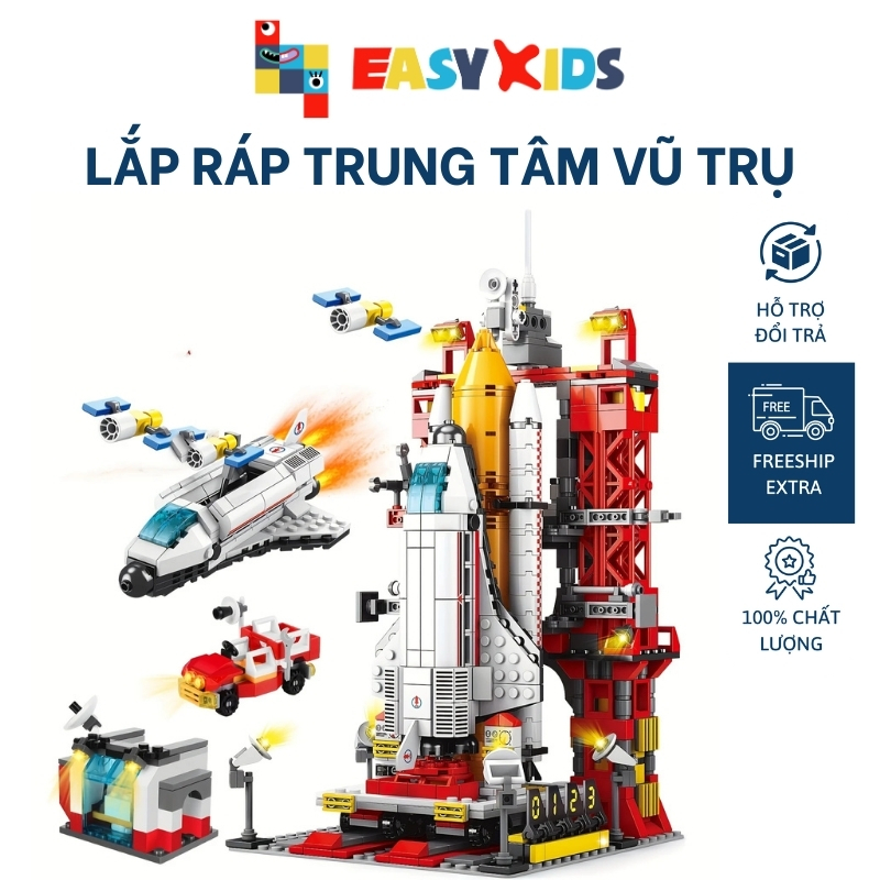 Đồ chơi xếp hình lắp ráp tàu vũ trụ trung tâm điều khiển giúp bé phát triển tư duy