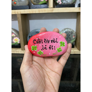Tranh đá cuội Cười lên nhé bé ơi tặng kèm đế trưng bày