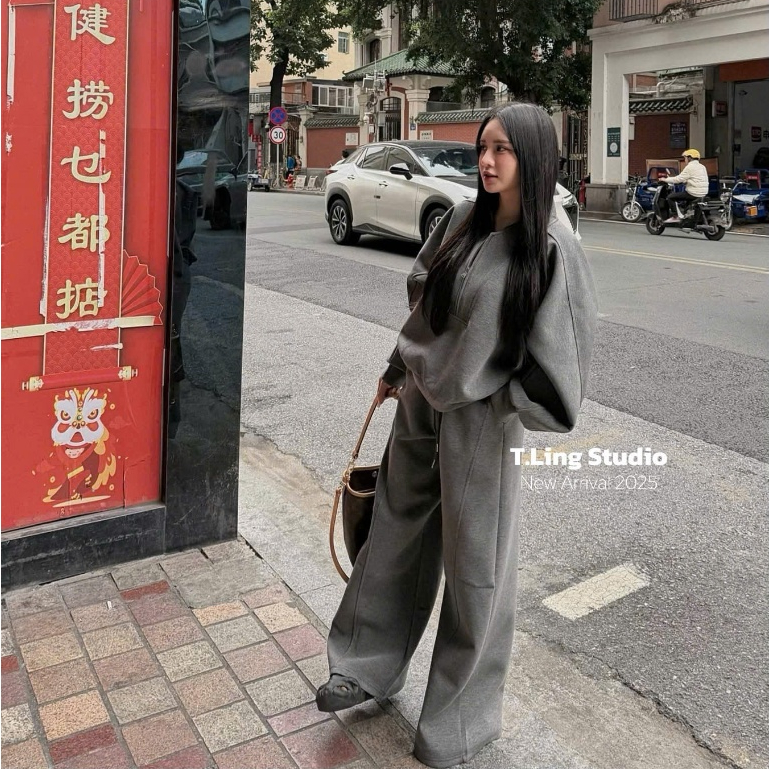 set đồ nữ sang chảnh,set đồ nữ quần dài chất nỉ cao cấp l1 gơn phố b27